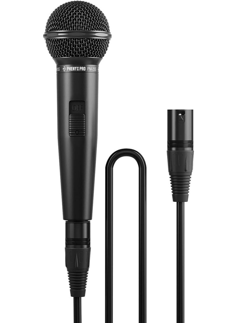 Phenyx Pro Dynamic Vocal Microphone Wired Handheld Cardioid Microphone with On Off Switch, 16.4 ft XLR Cable, Mic Clip, Storage Bag for Singing Stage Studio Karaoke PM-25S - Image 1